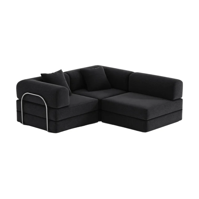 Nova L-Shaped Compressed Sofa Bed Aegean Black
