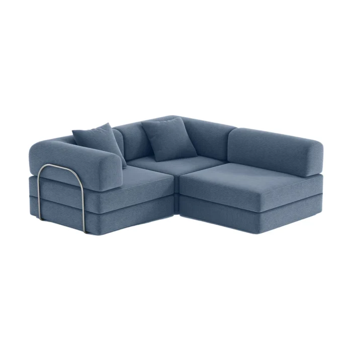 Nova L-Shaped Compressed Sofa Bed Aegean Blue