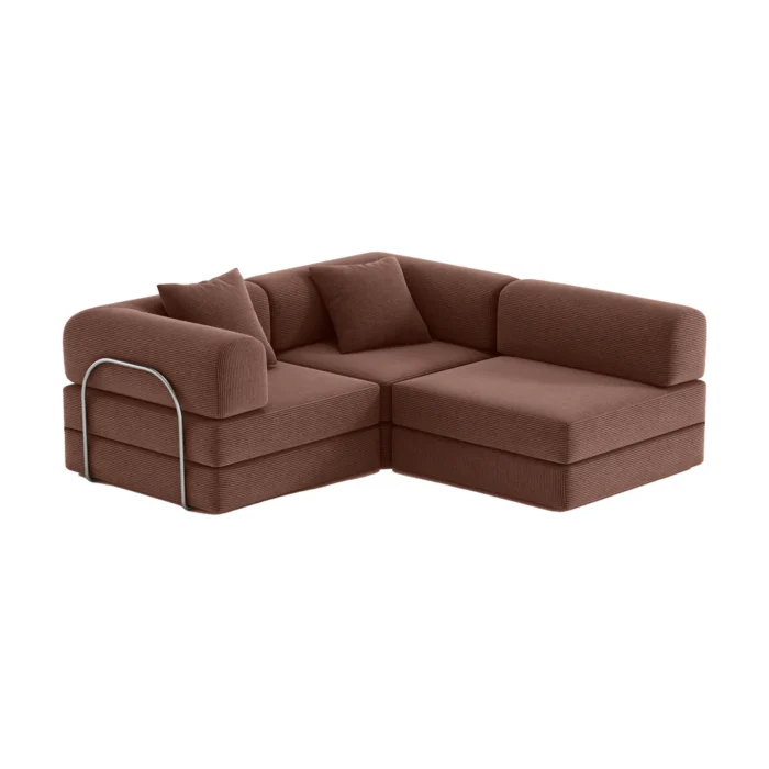 Nova L-Shaped Compressed Sofa Bed Chestnut