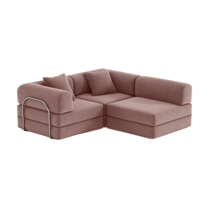 Nova L-Shaped Compressed Sofa Bed Dusty Rose