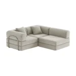Nova L-Shaped Compressed Sofa Bed Eggshell