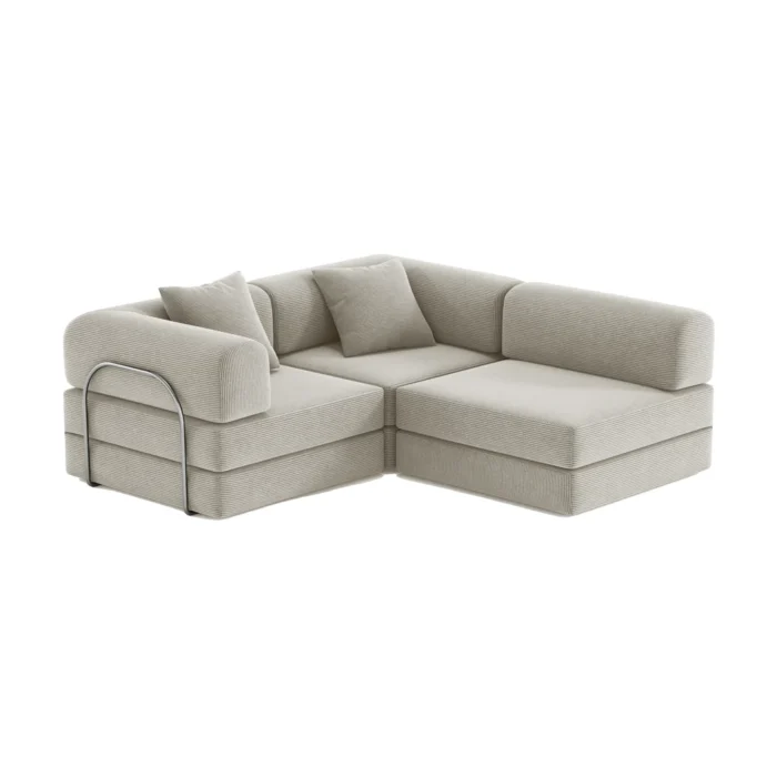 Nova L-Shaped Compressed Sofa Bed Eggshell