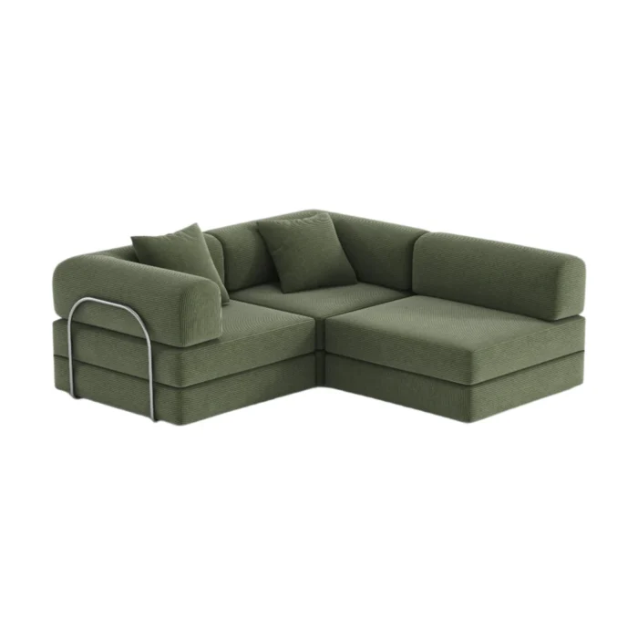 Nova L-Shaped Compressed Sofa Bed Forest Green