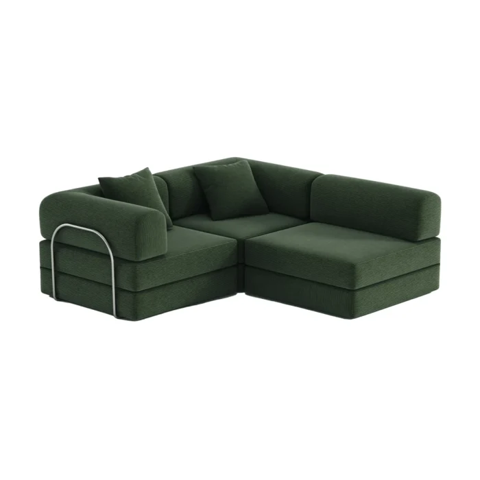 Nova L-Shaped Compressed Sofa Bed Vintage Green